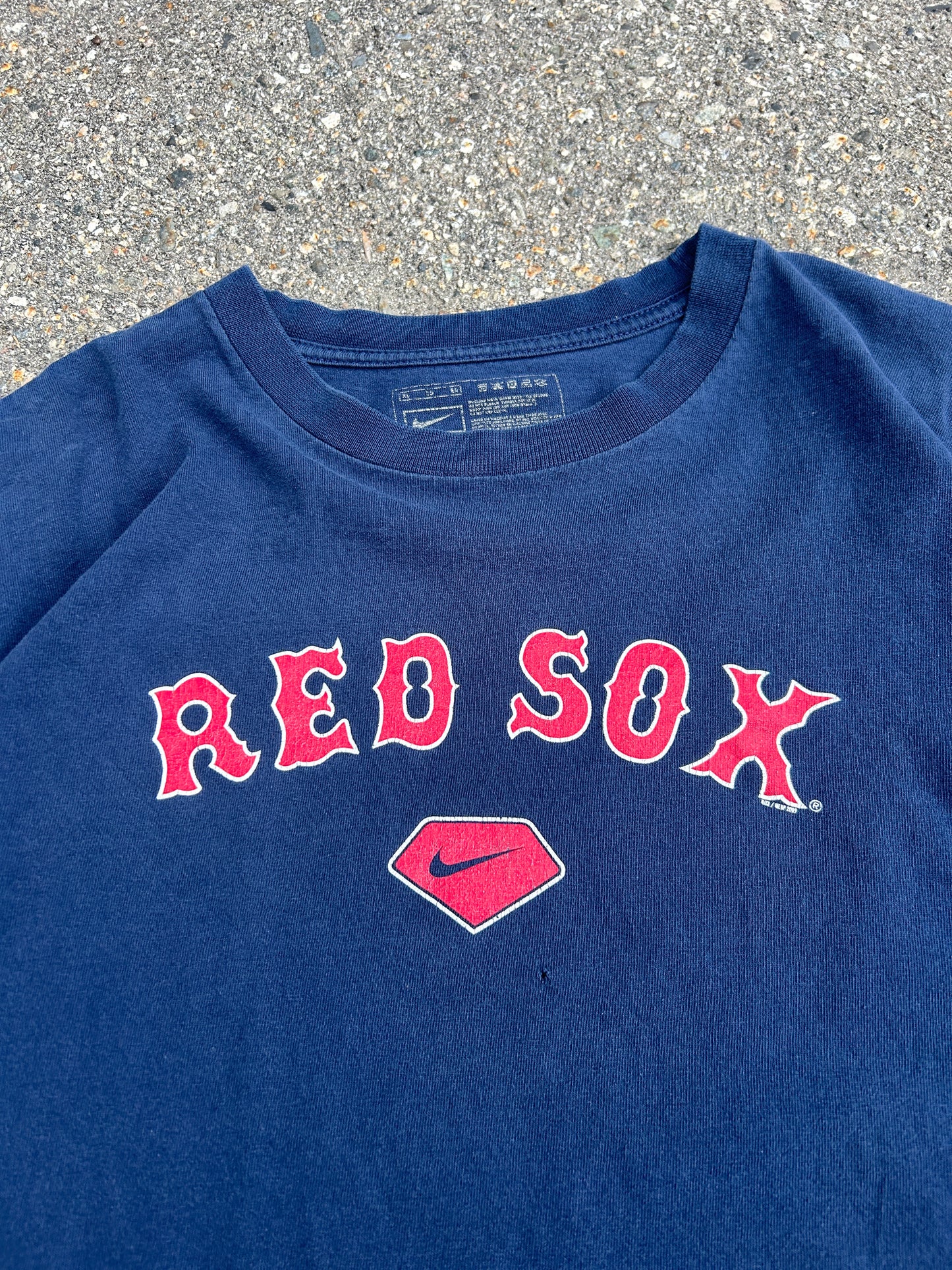 Vintage Nike Team Center Check Red Sox Tee (XL)