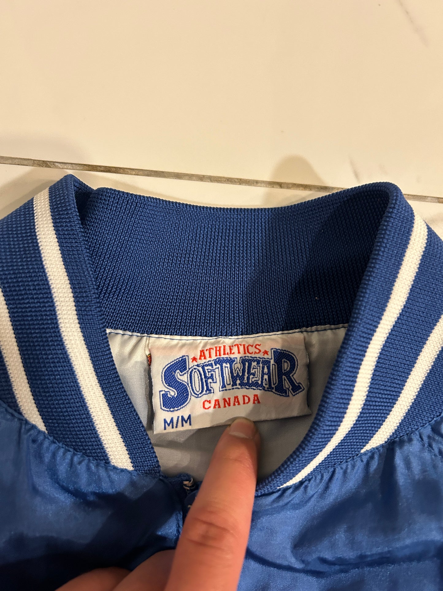 Vintage Winnipeg Jets Blue Satin Jacket (M)