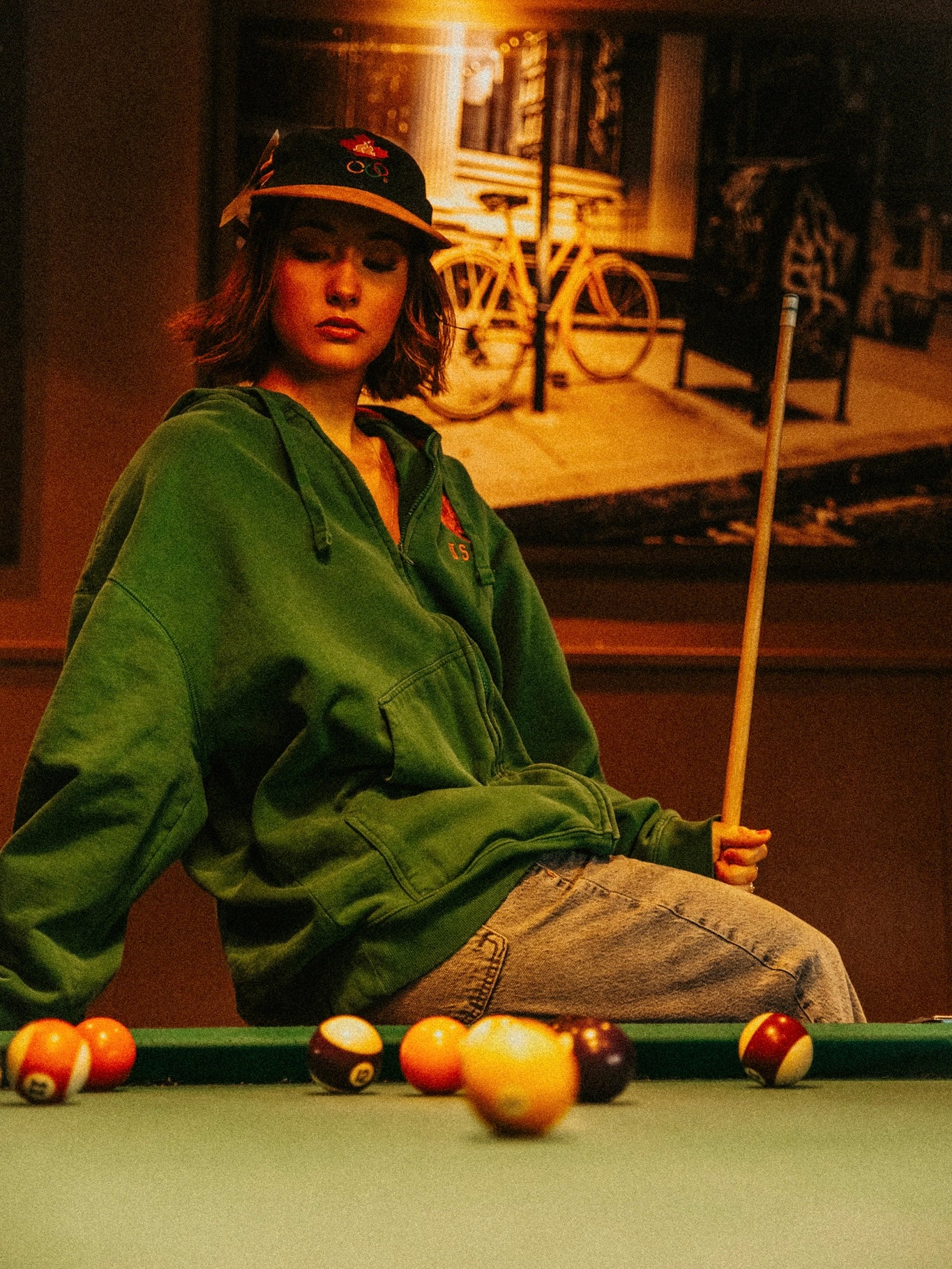 Vintage Green Polo Zip Hoodie (XL)