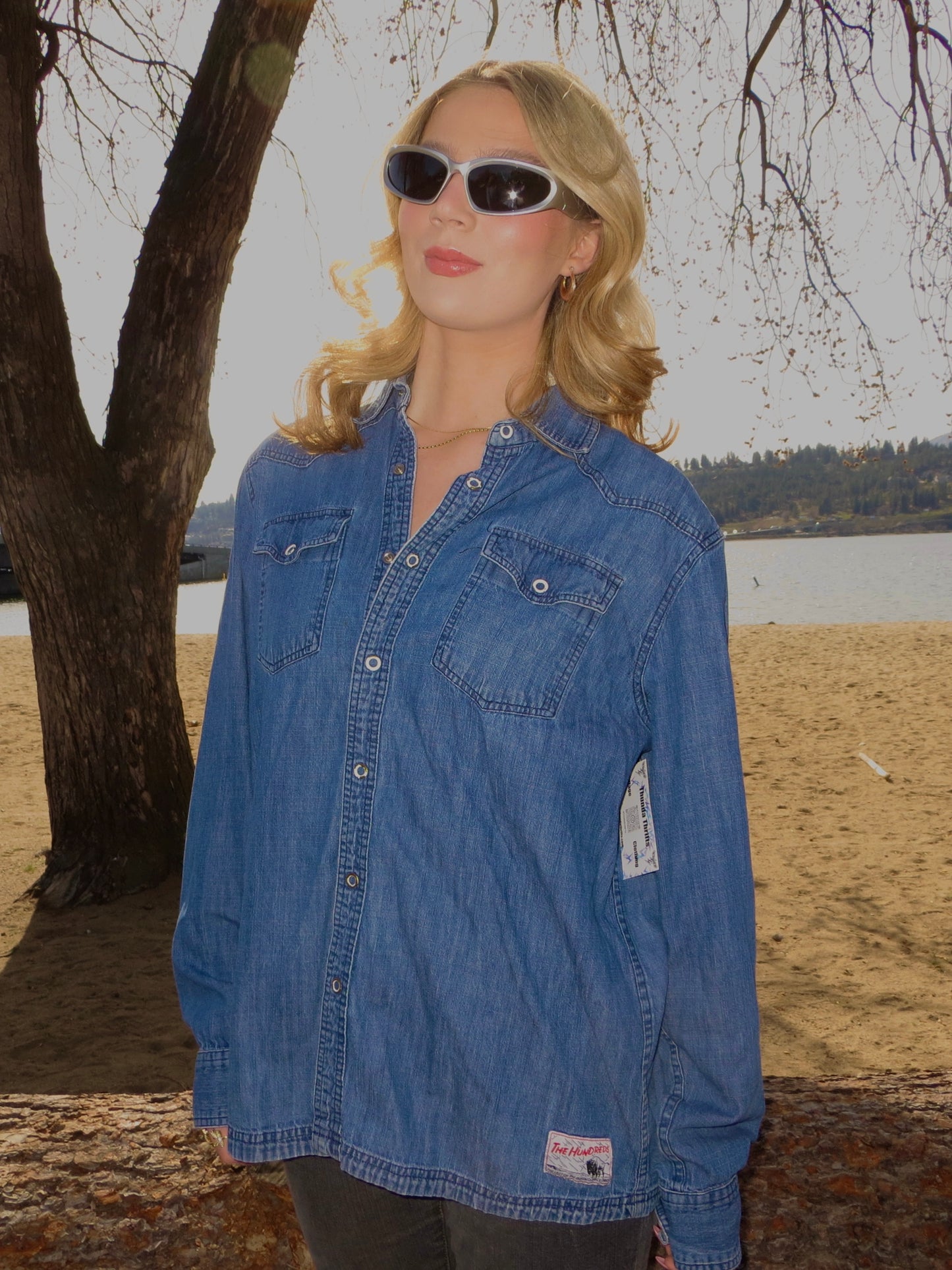 Y2K The Hundreds Snap Button Denim Shirt (XL)