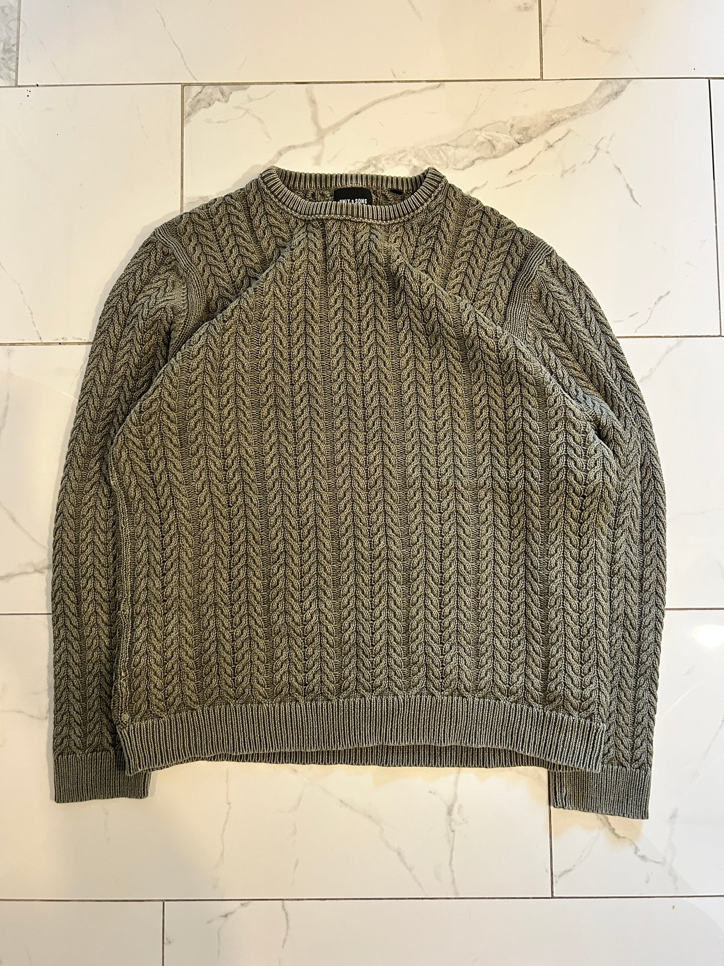 Green Only & Sons Cable Knit Sweater (L)