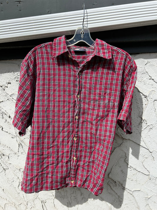 Vintage Duo Sport Cropped Red Button Up (L)