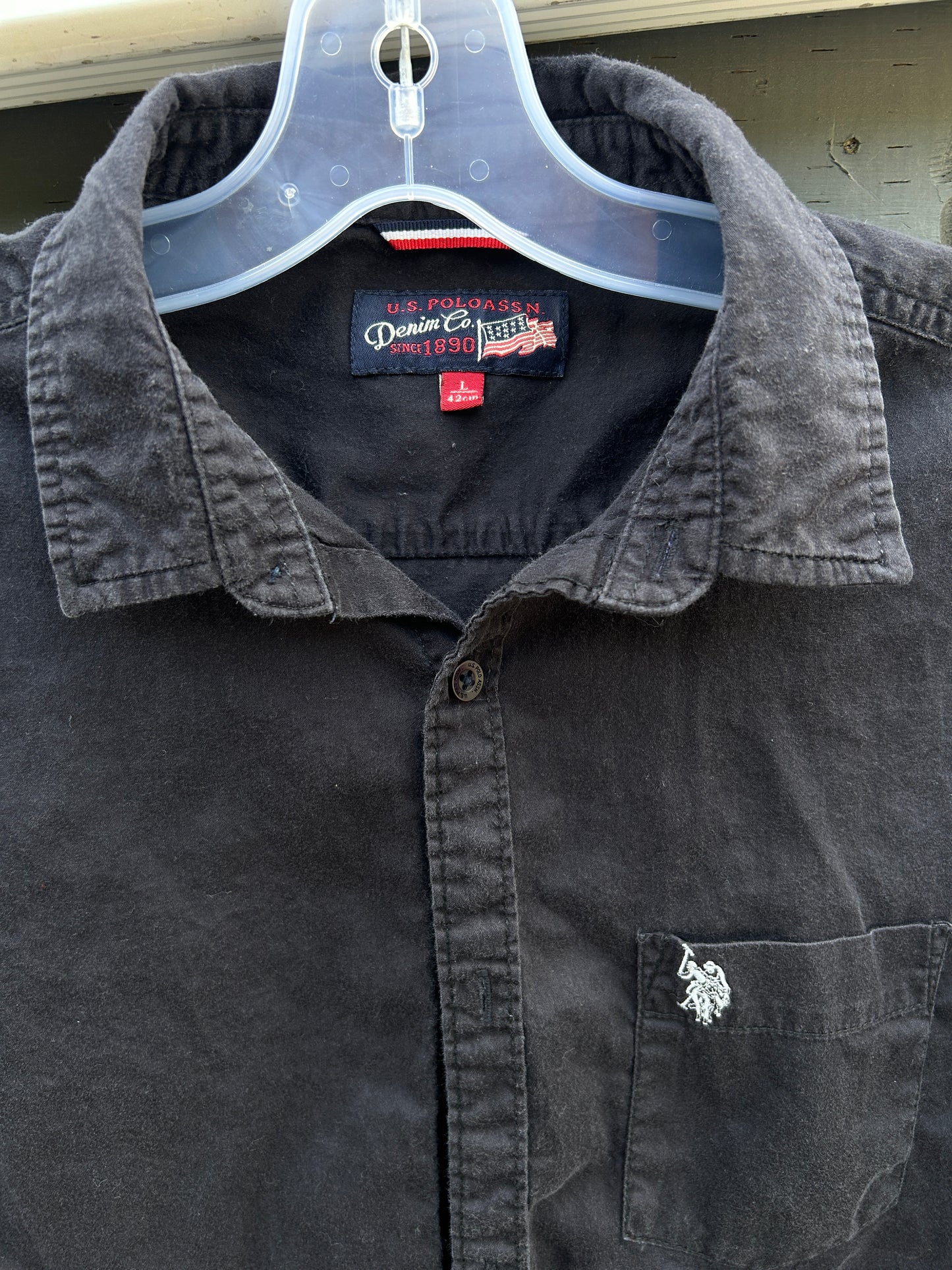 Black Polo LS Button Up (M)