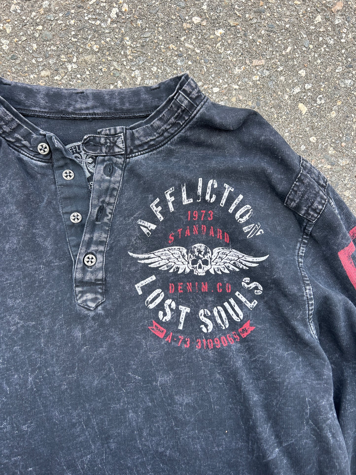 Y2K Affliction Stonewash LS Shirt (2XL)