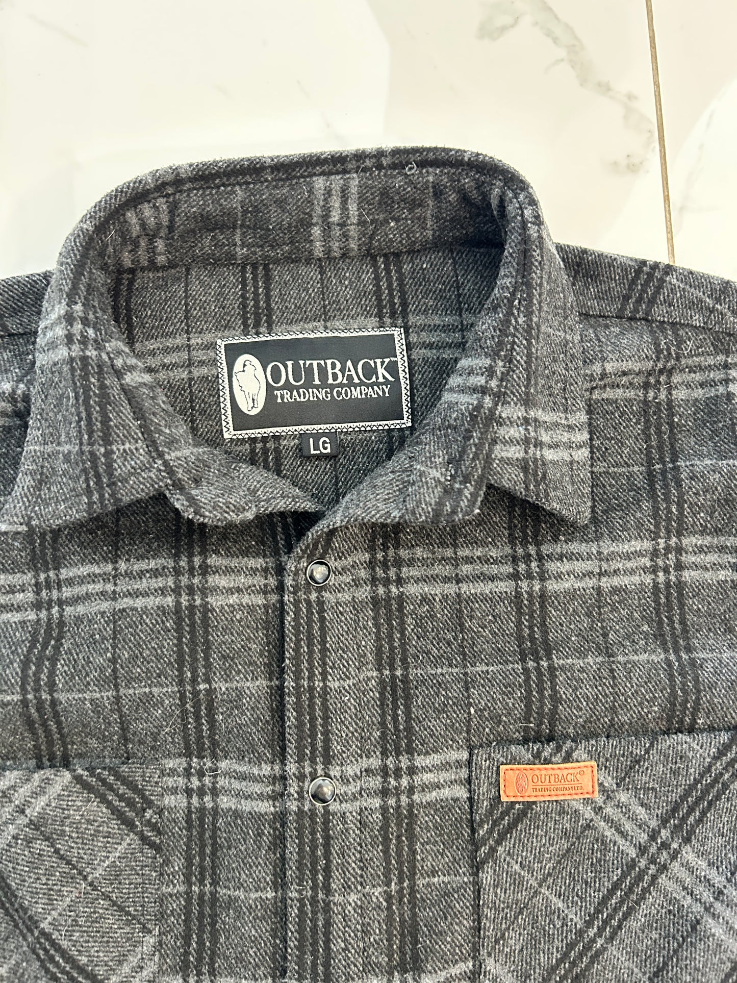 Wool Blend Outback Snap Button Flannel (L)