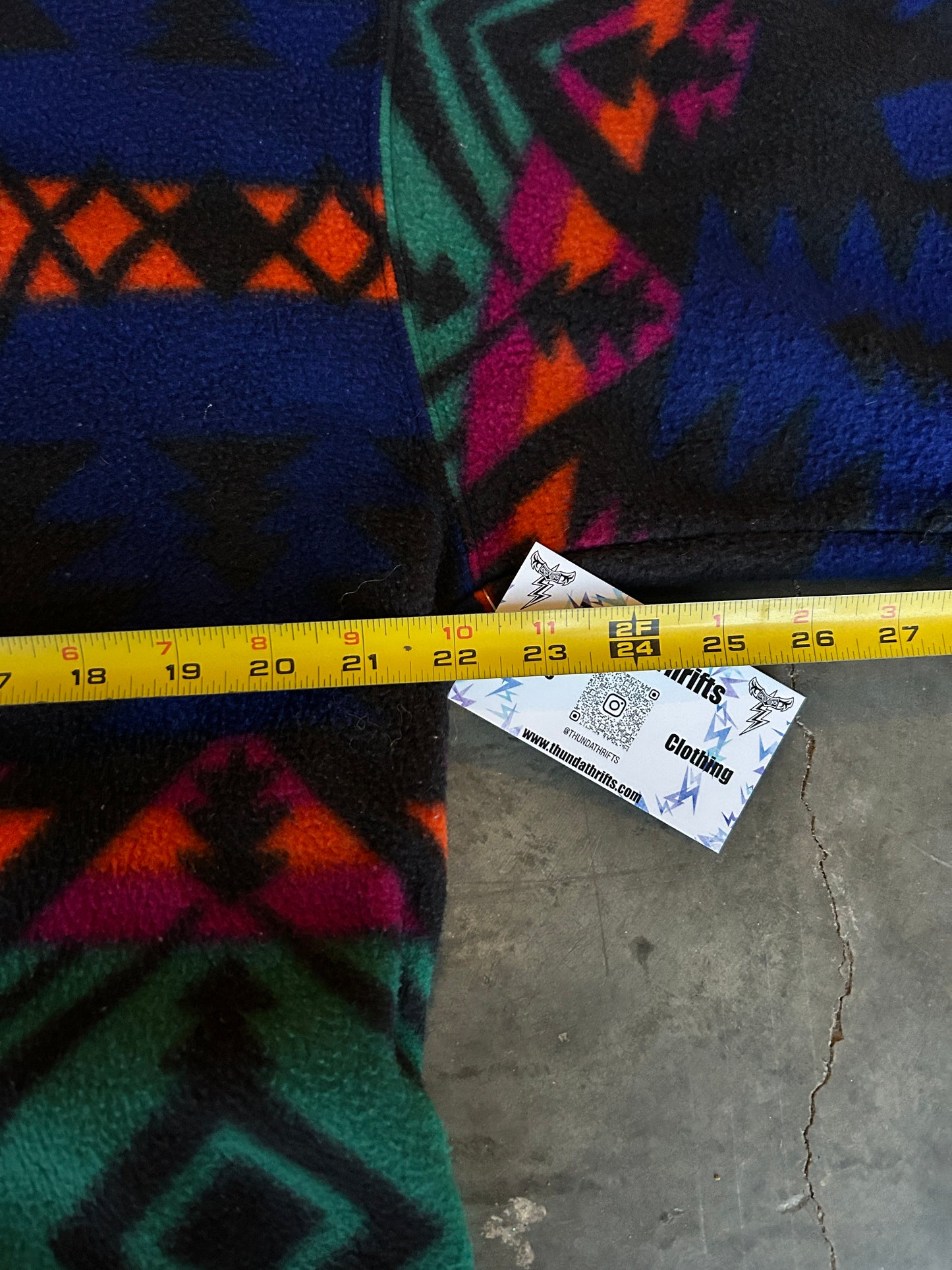 Vintage Patterned Fleece Hoodie (L)