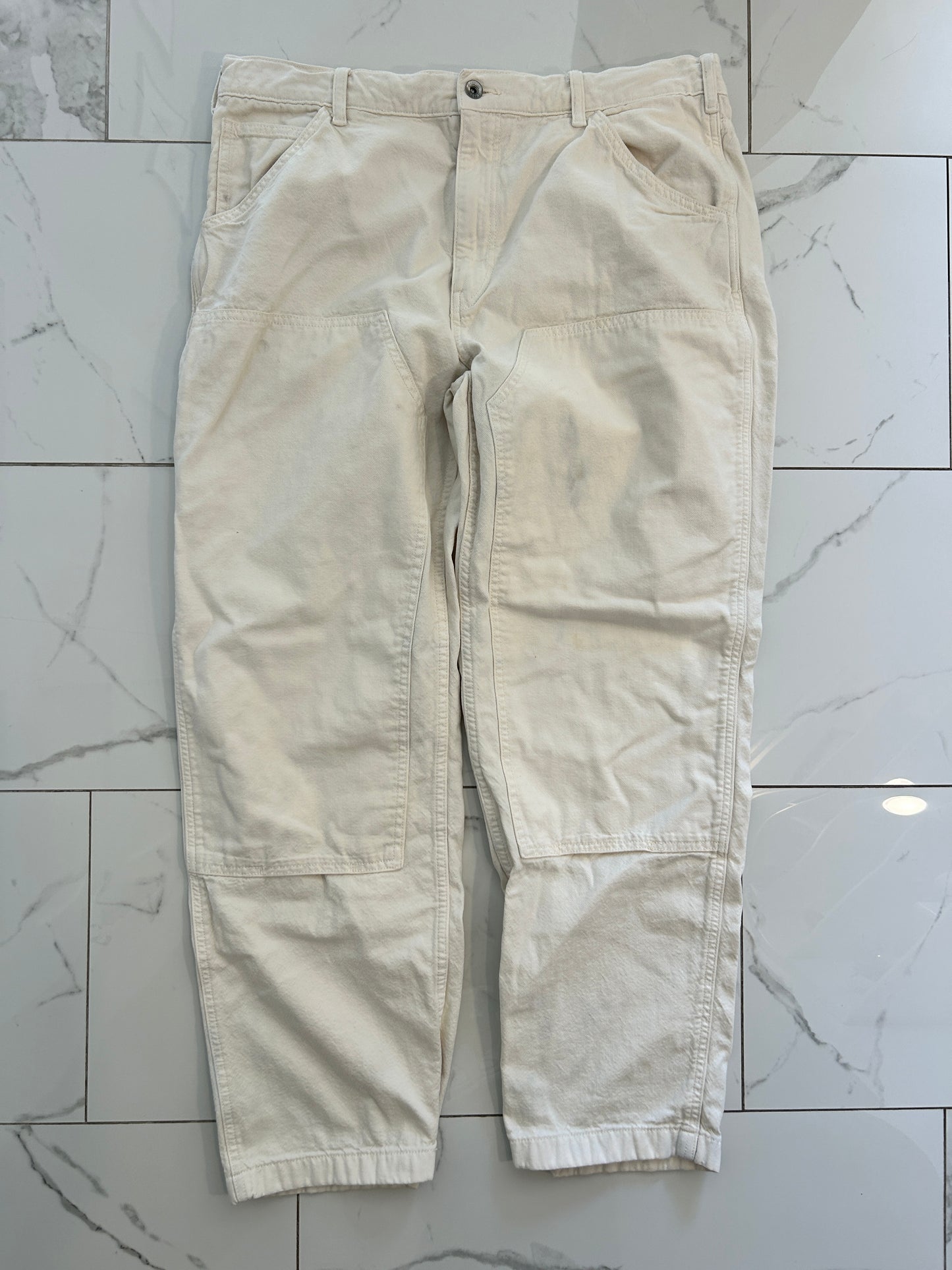 Uniqlo White Double Knee Carpenter Pants (36x30)