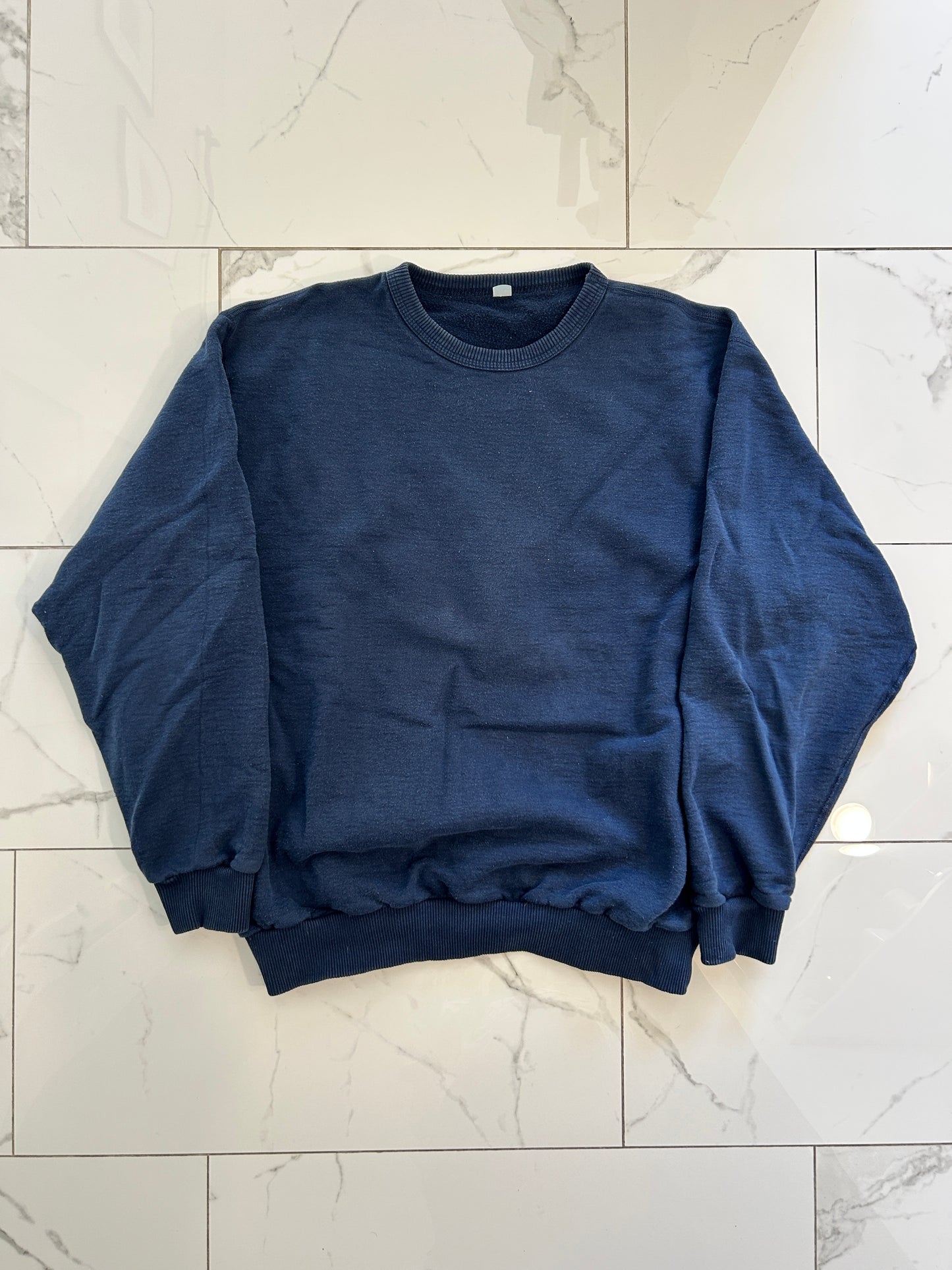Vintage Heavyweight Blank Navy Crew (L)