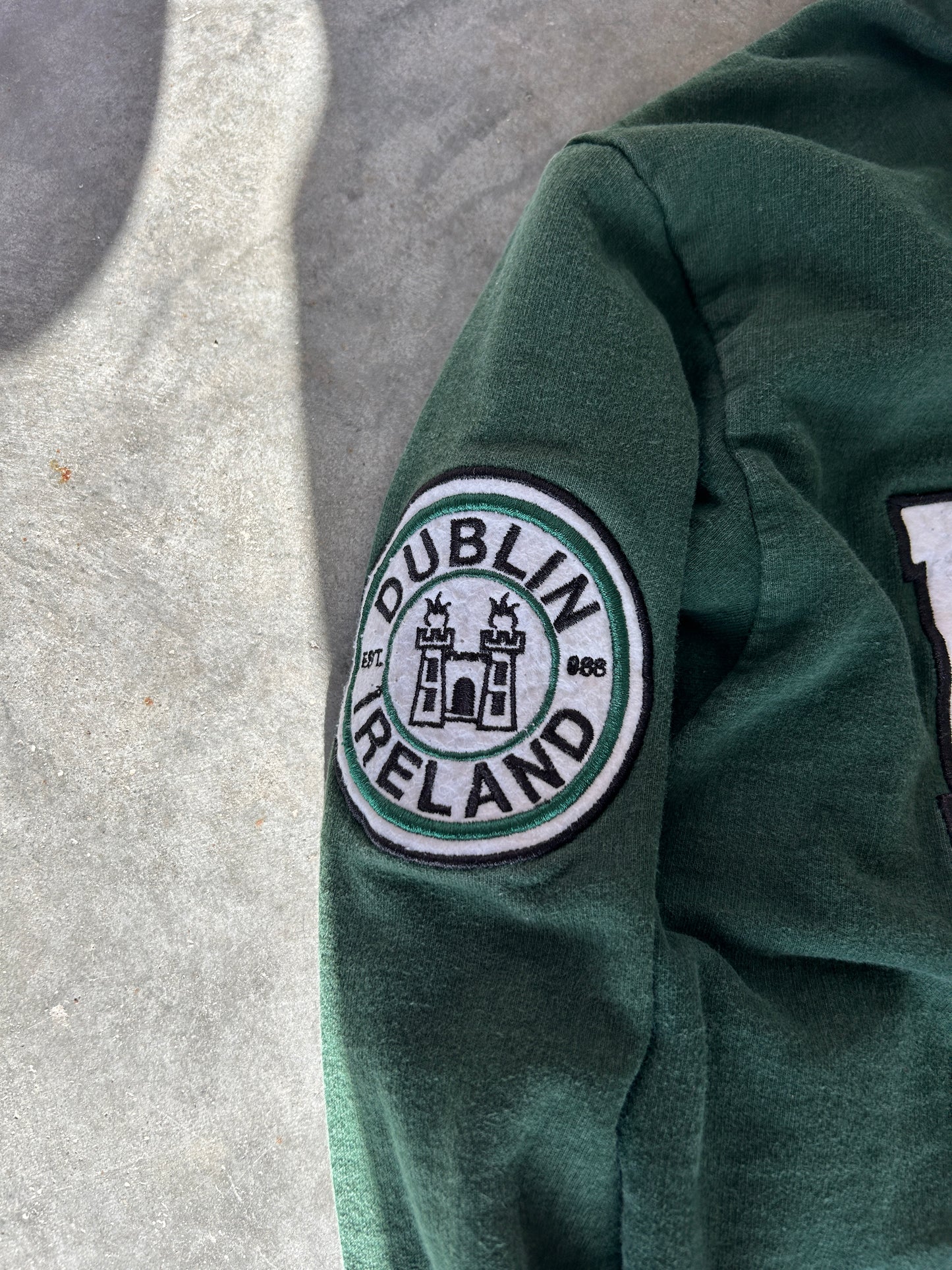 Vintage Dublin Ireland Forest Green Zip Hoodie (L)