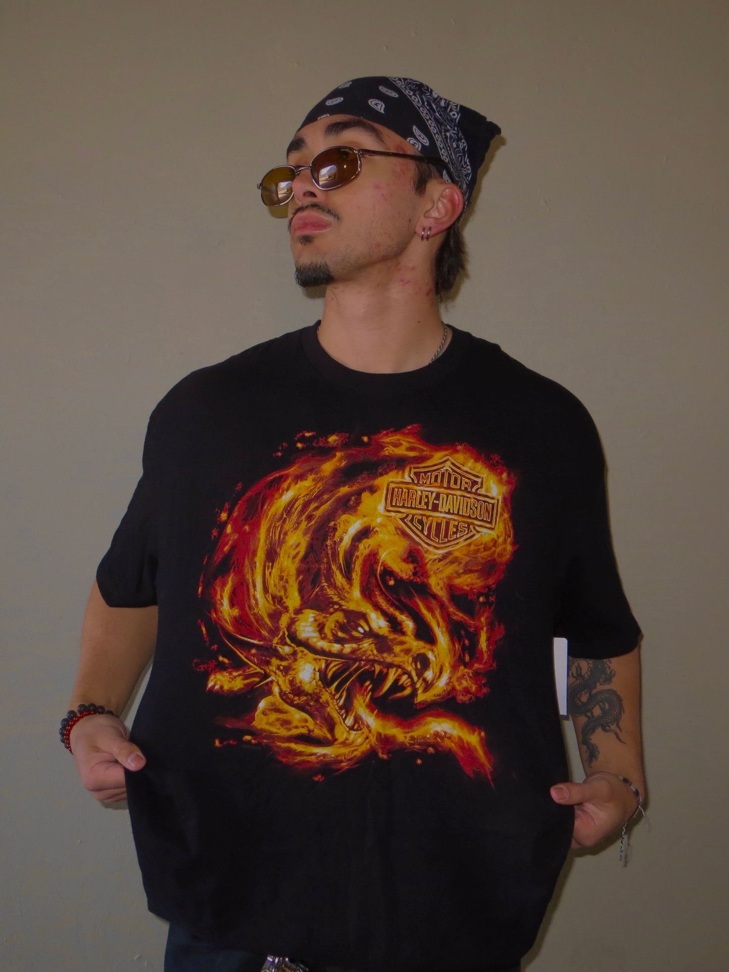 Harley Davidson Flaming Dragon Tee (2XL)
