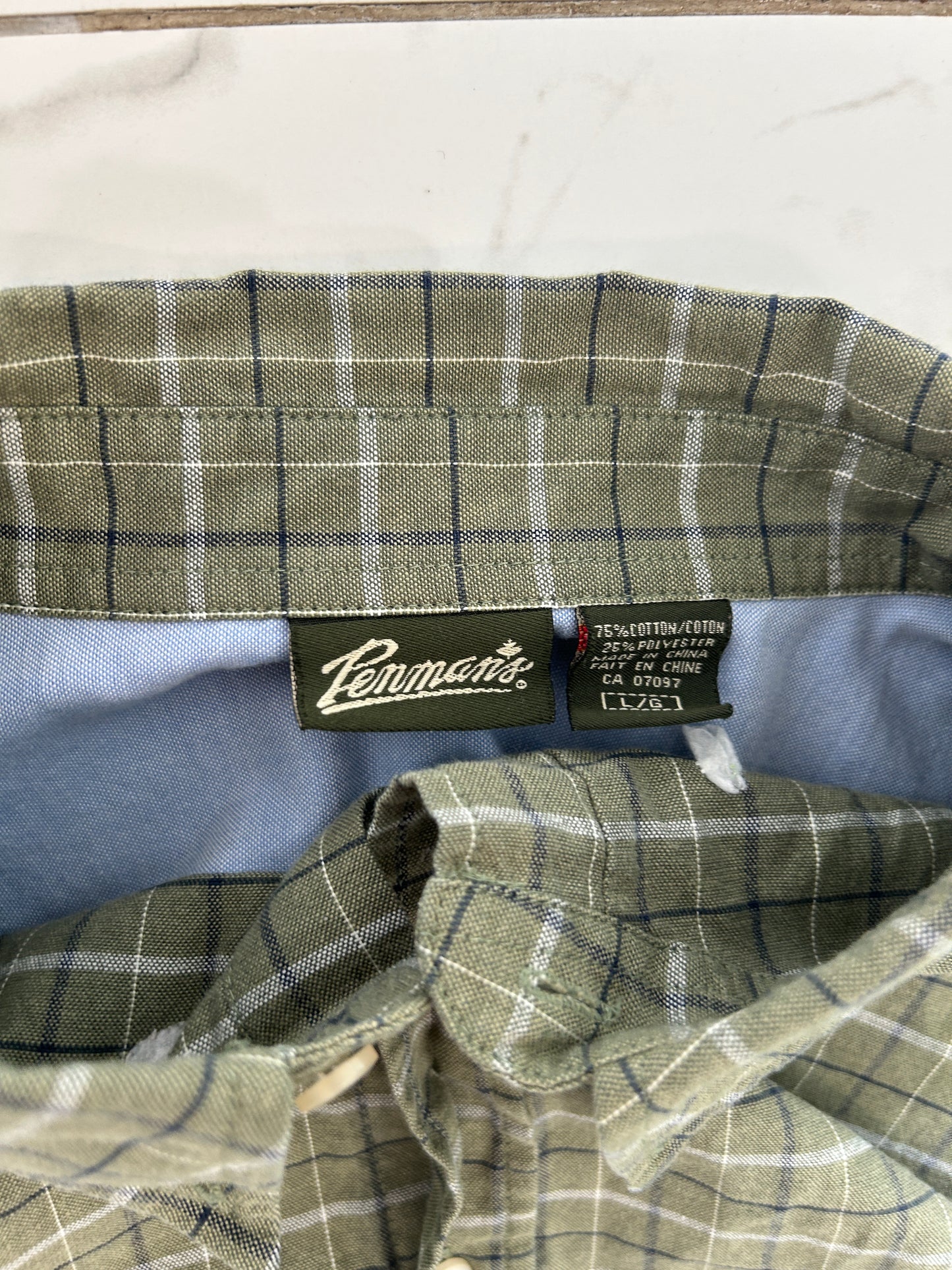 Green Striped Penman’s Camp Shirt (L)