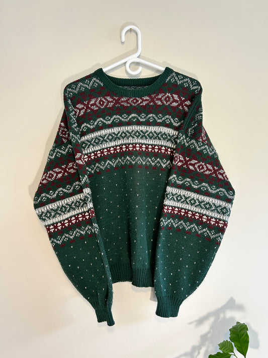 Vintage Functionals Green Knit Sweater (L)