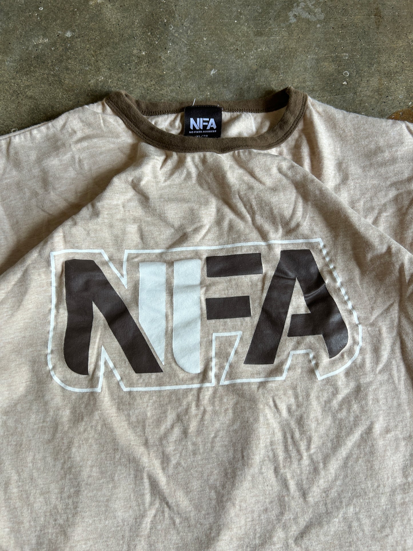 Y2K NFA Brown Boxy Ringer Tee (XL)
