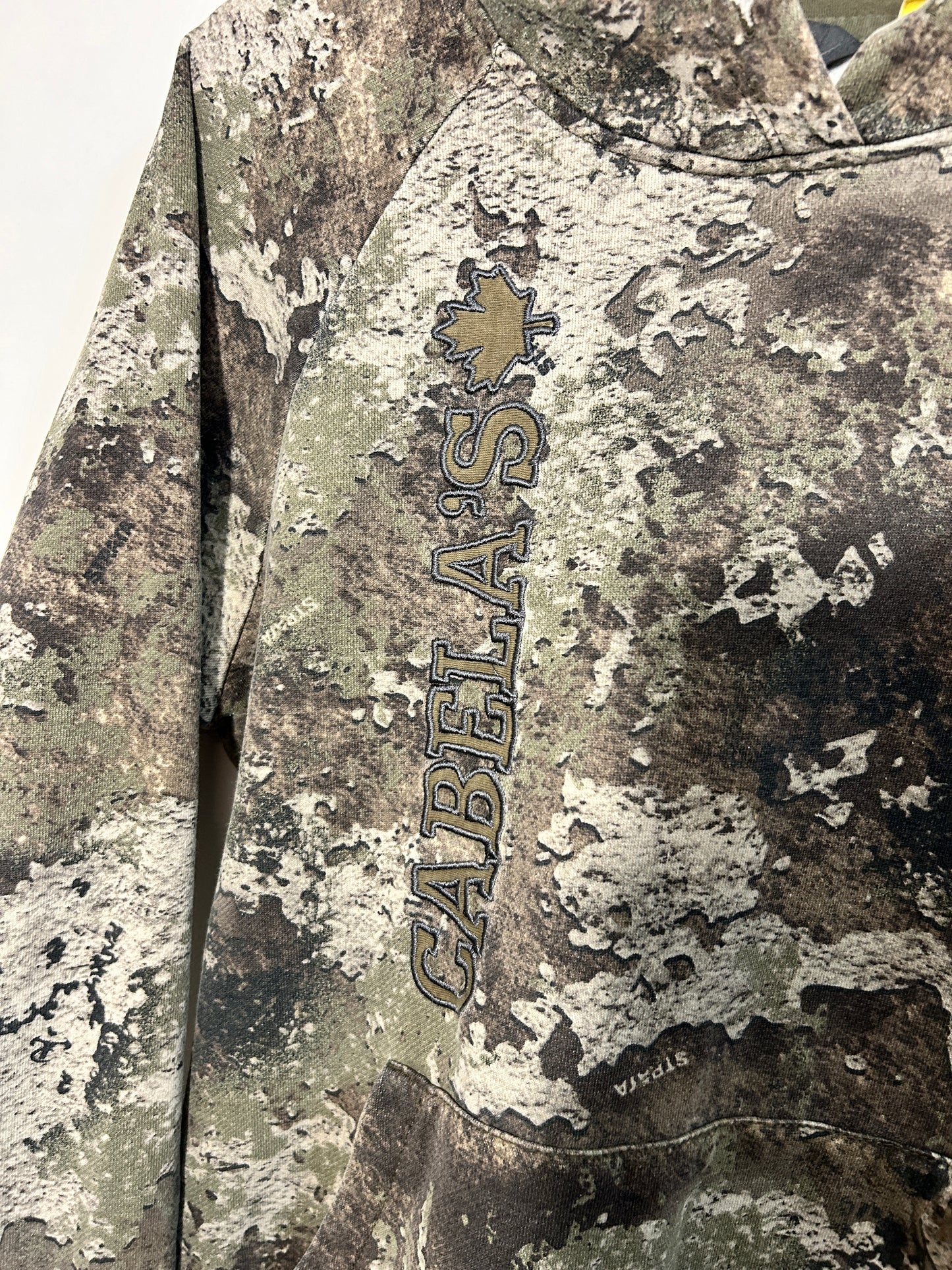 Vintage Cabelas Mottled Green Camo Hoodie (S)