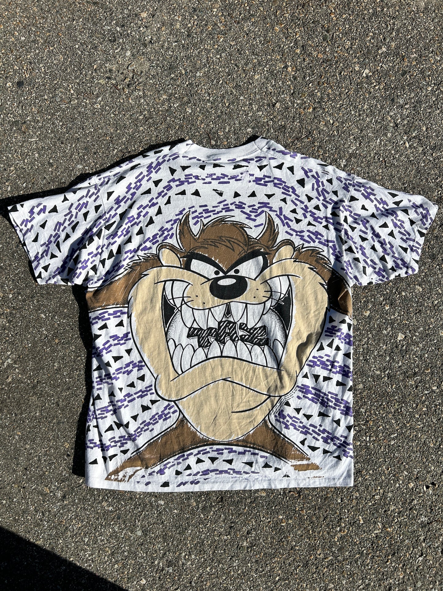 Vintage 1993 Taz Purple All Over Print Tee (XL)