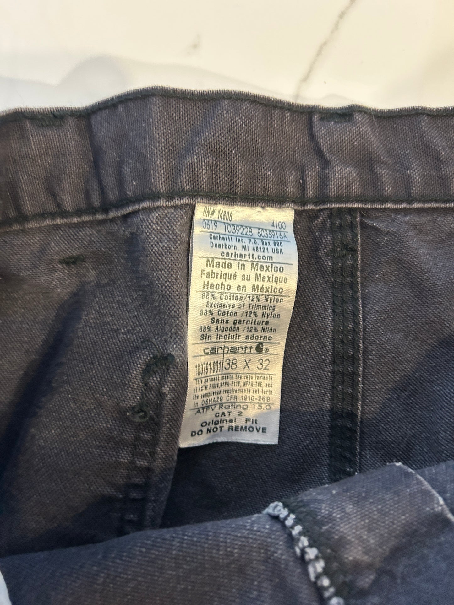 Faded Black FR Carhartt Carpenter Pants (38x32)