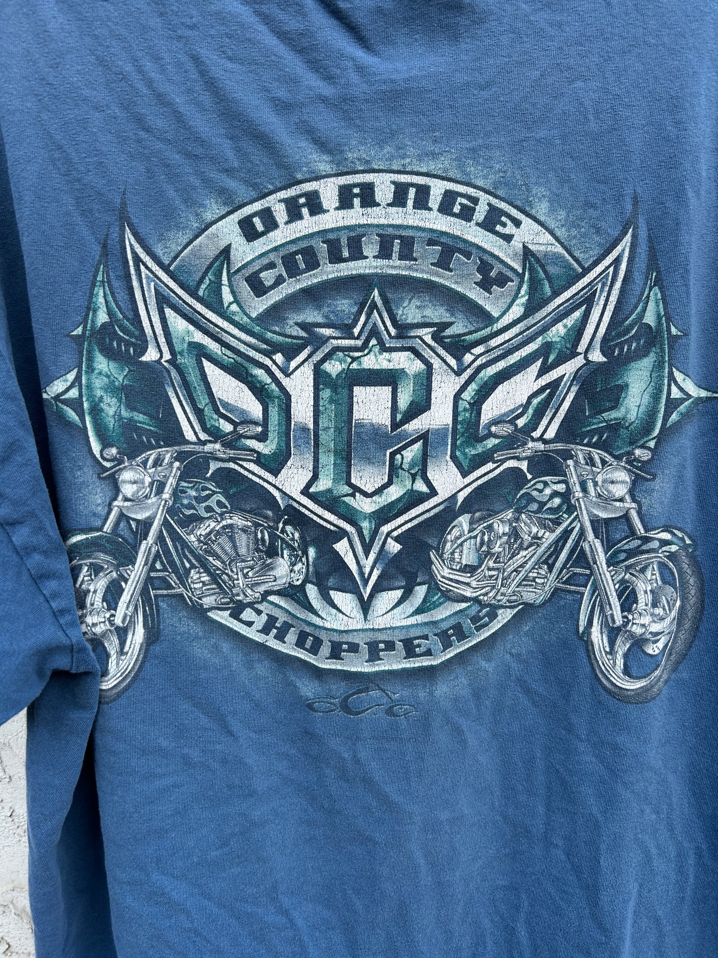Vintage Faded Blue Orange County Choppers Tee (2XL)