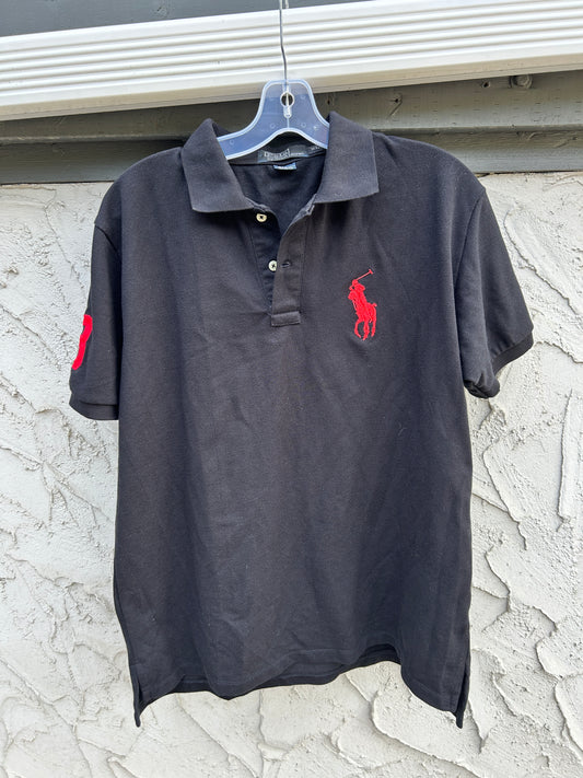 Vintage Big Logo Black Polo Shirt (XL)