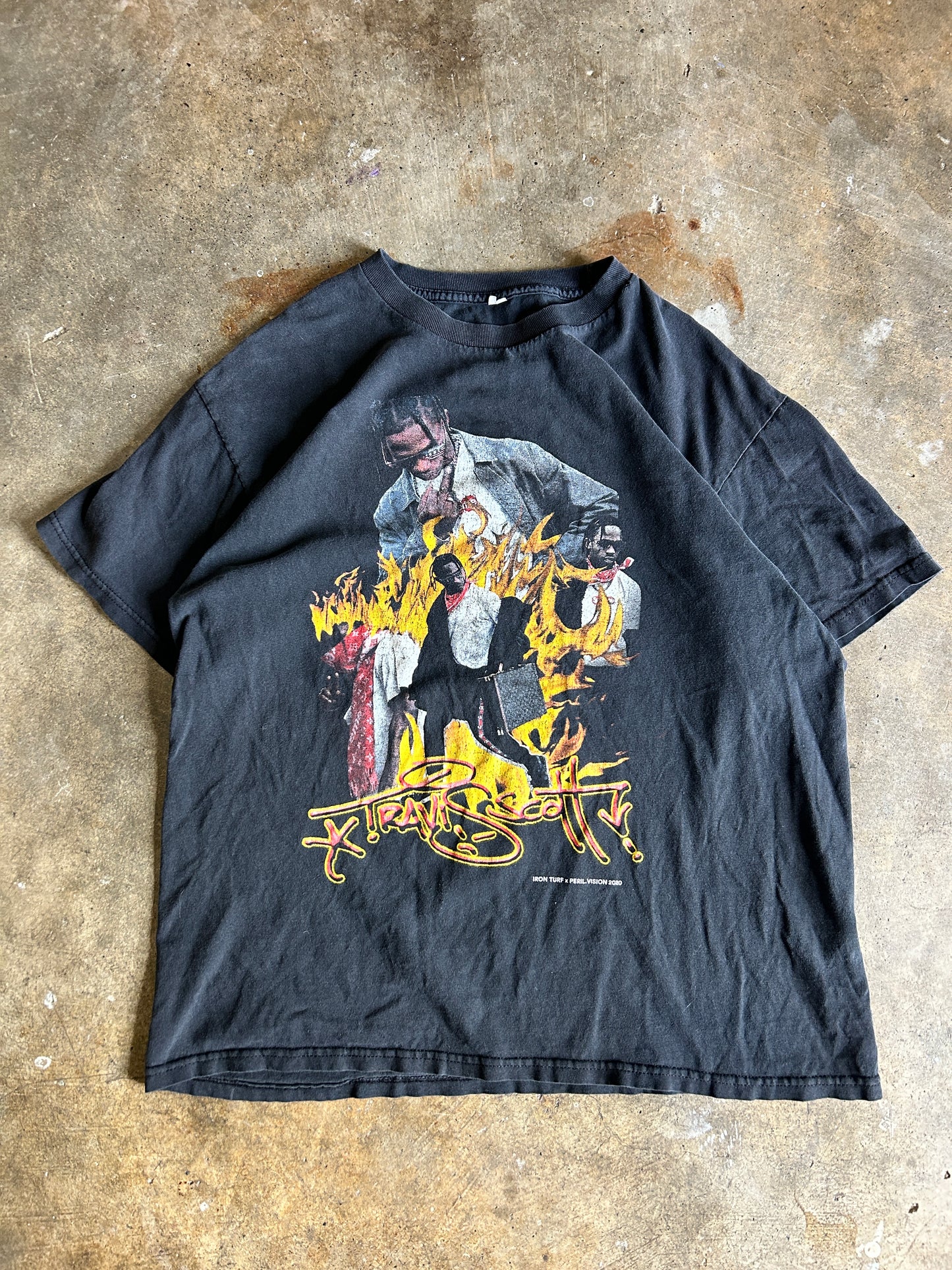 Travis Scott 2020 Iron Turf x Peril Vision Faded Tee (L)