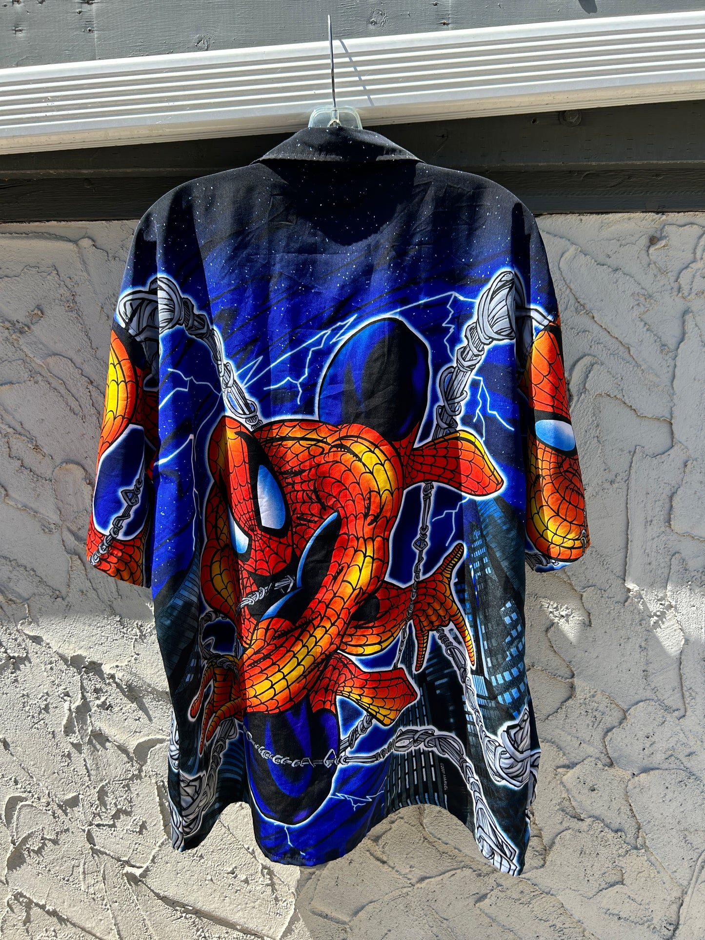 Vintage 2001 Spider-Man Lightning AOP Button Up (XL)