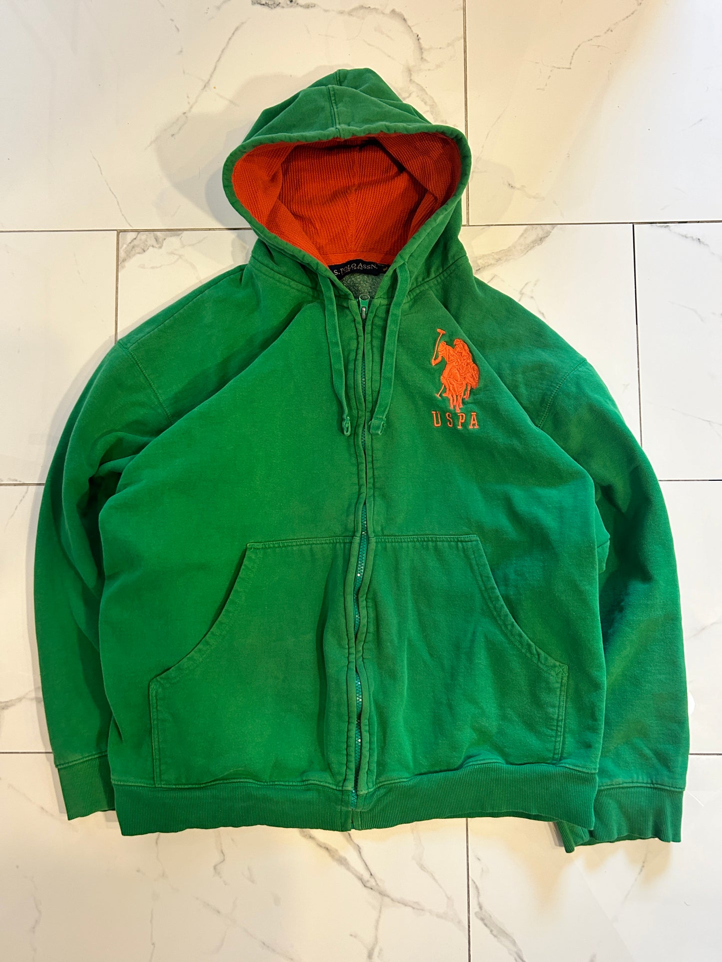 Vintage Green Polo Zip Hoodie (XL)
