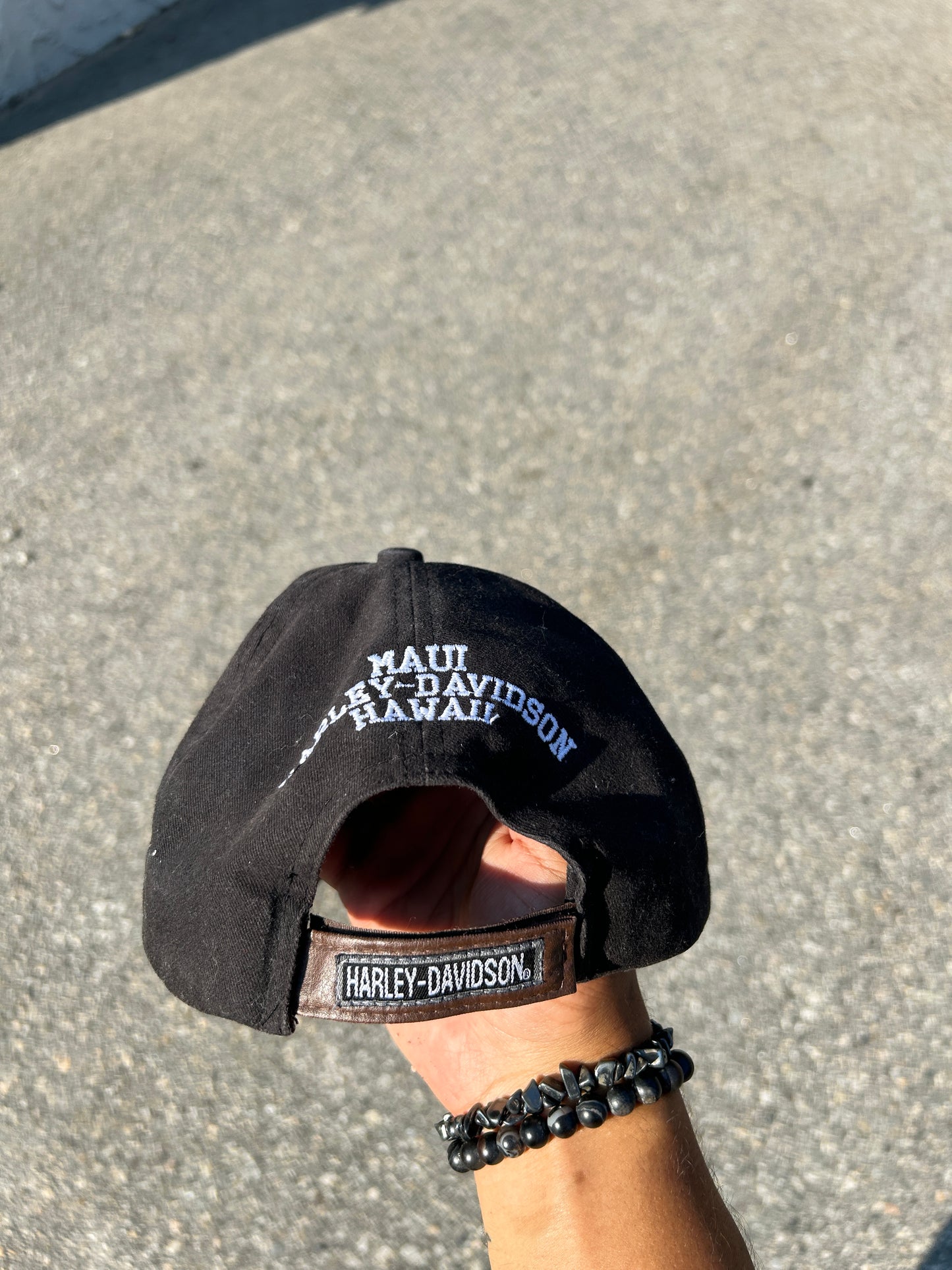 Vintage Leather Brim Harley Maui Hat