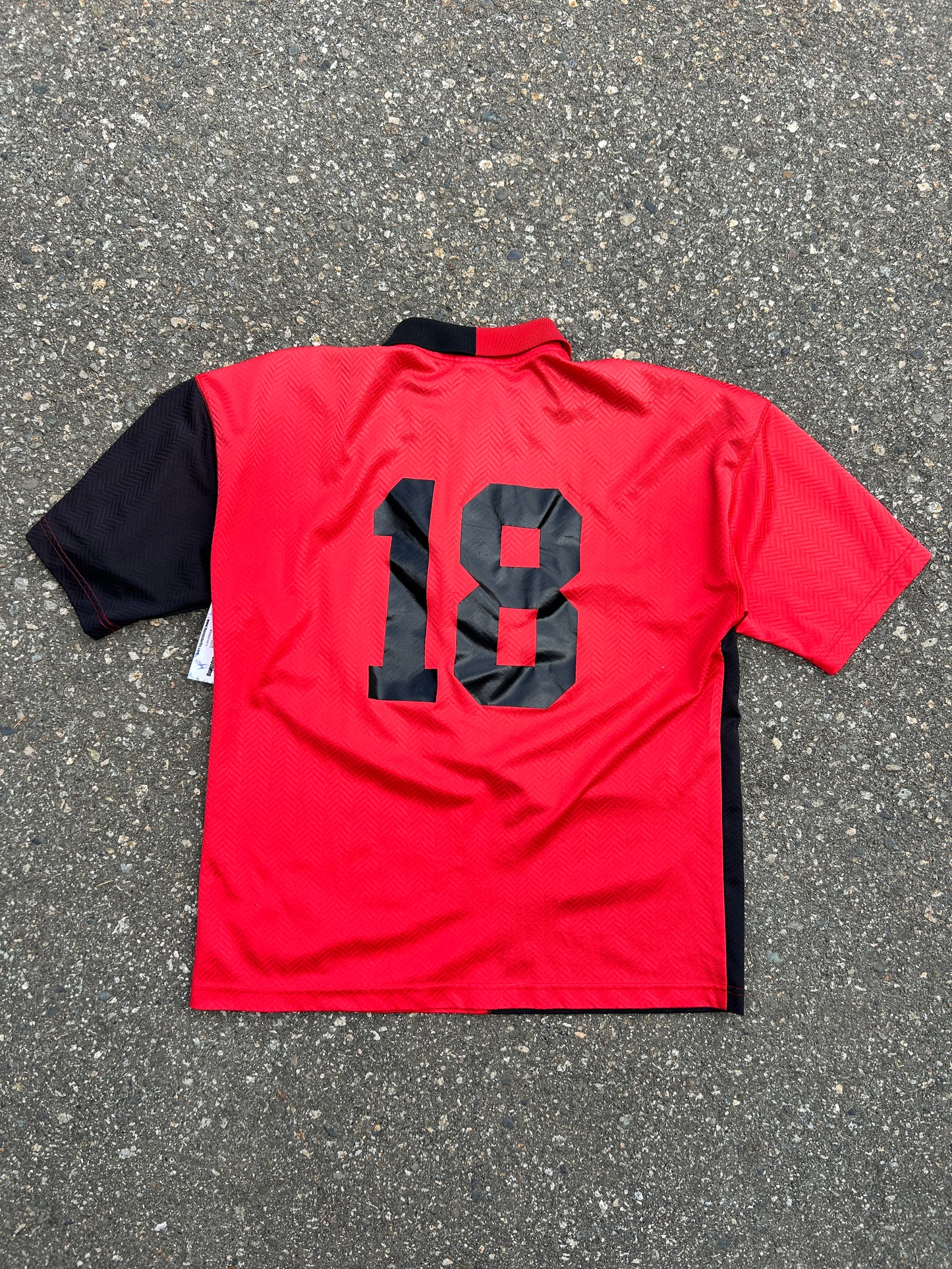 Vintage Red Umbro Split Collared Jersey (L)