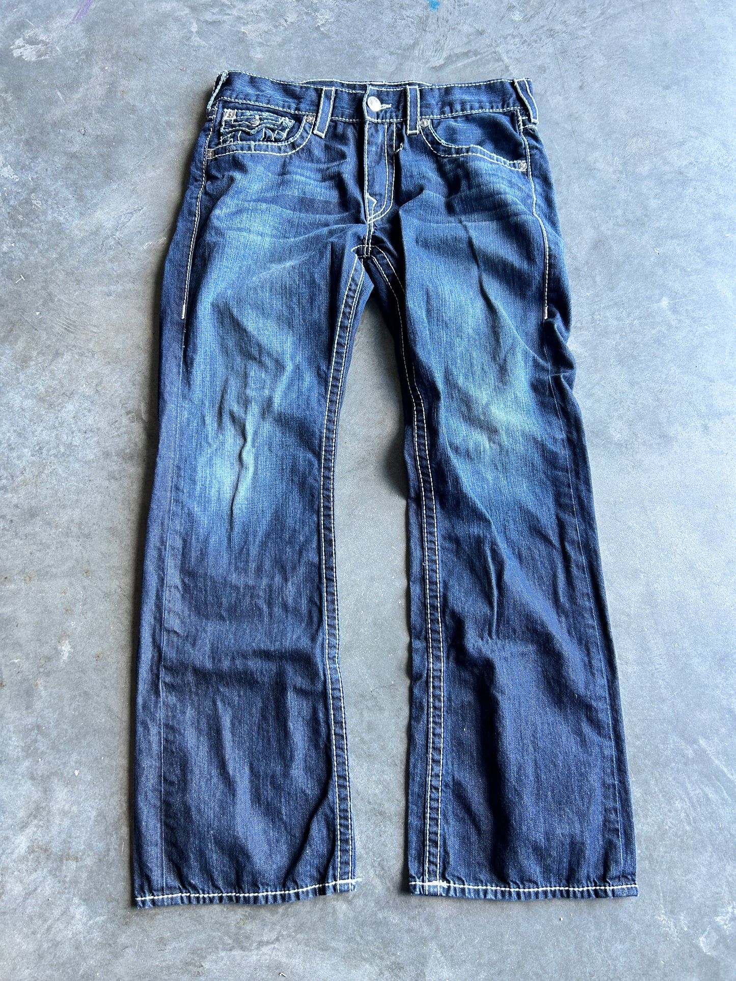 Y2K Dark Wash True Religion Flare Jeans (34W)