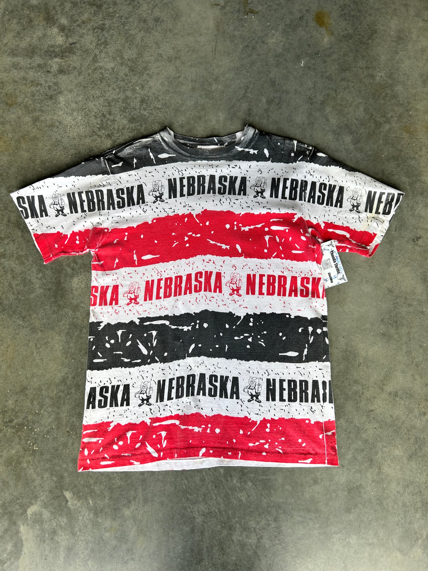 Vintage Nebraska Collegiate All Over Print Tee (M)