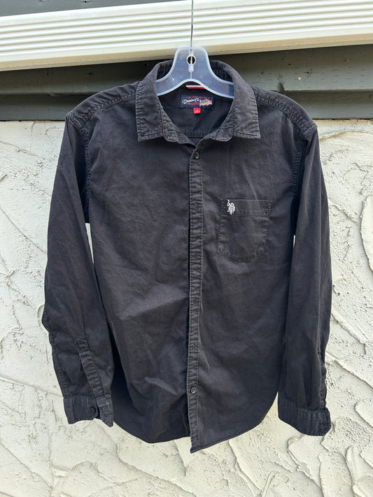 Black Polo LS Button Up (M)