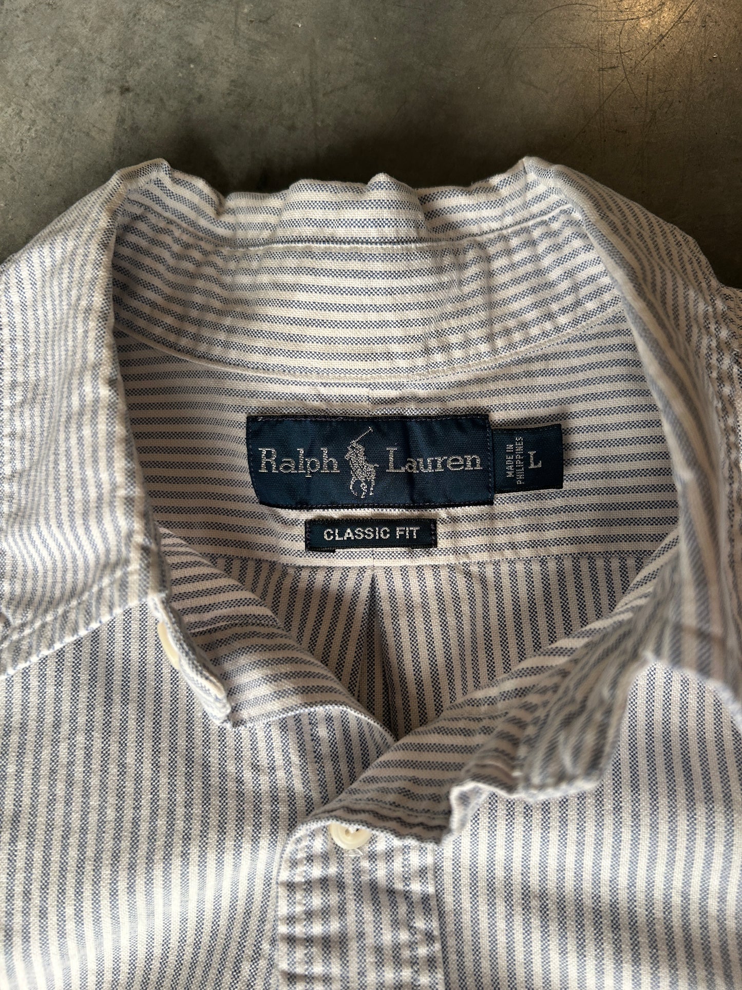 Vintage Cropped Polo Ralph Lauren Striped Button Up (L)