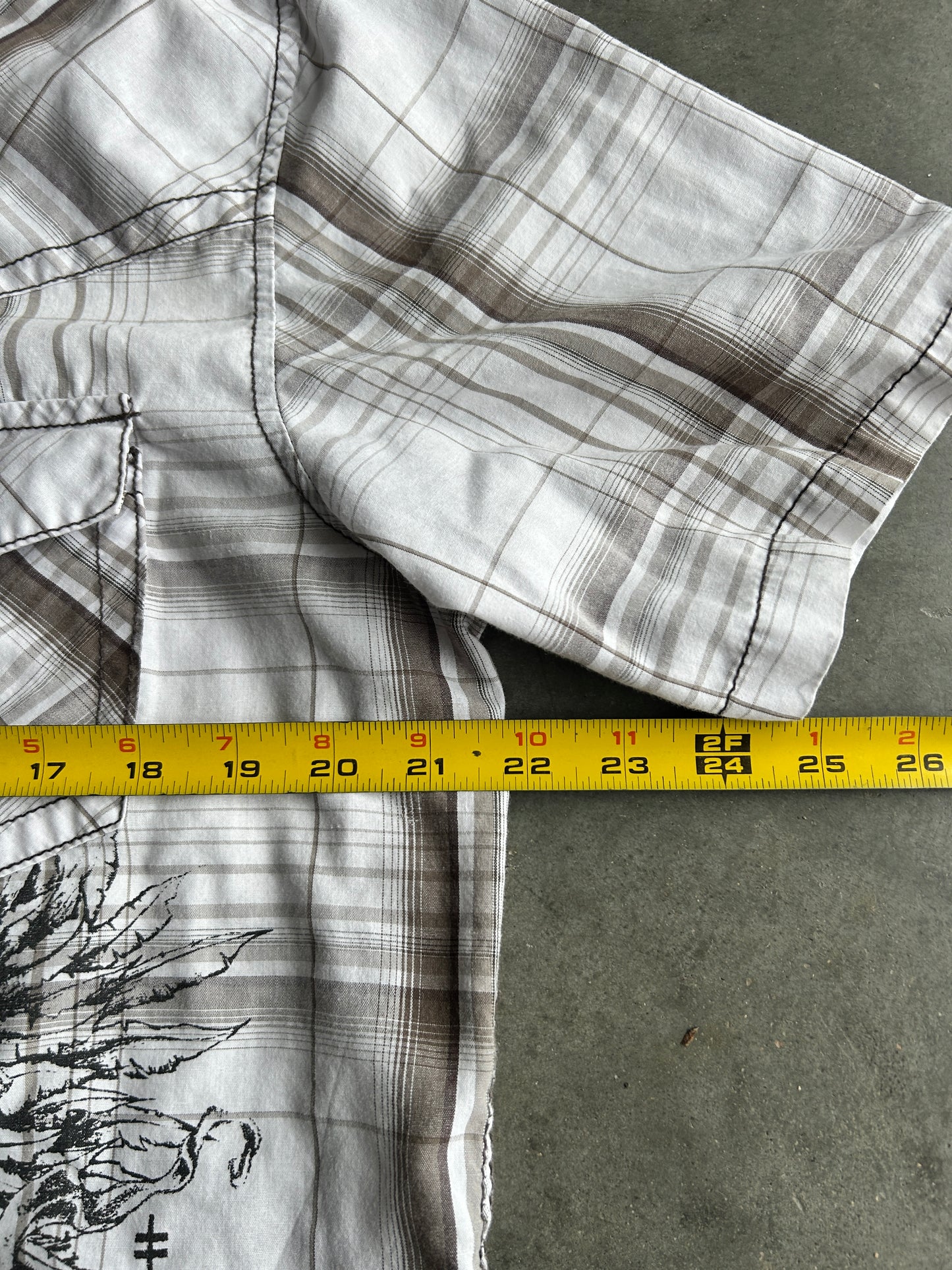 White Y2K Machine Snap Button Up (L)