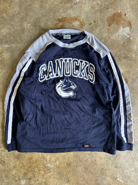 Canucks Waves Striped LS Shirt (L)