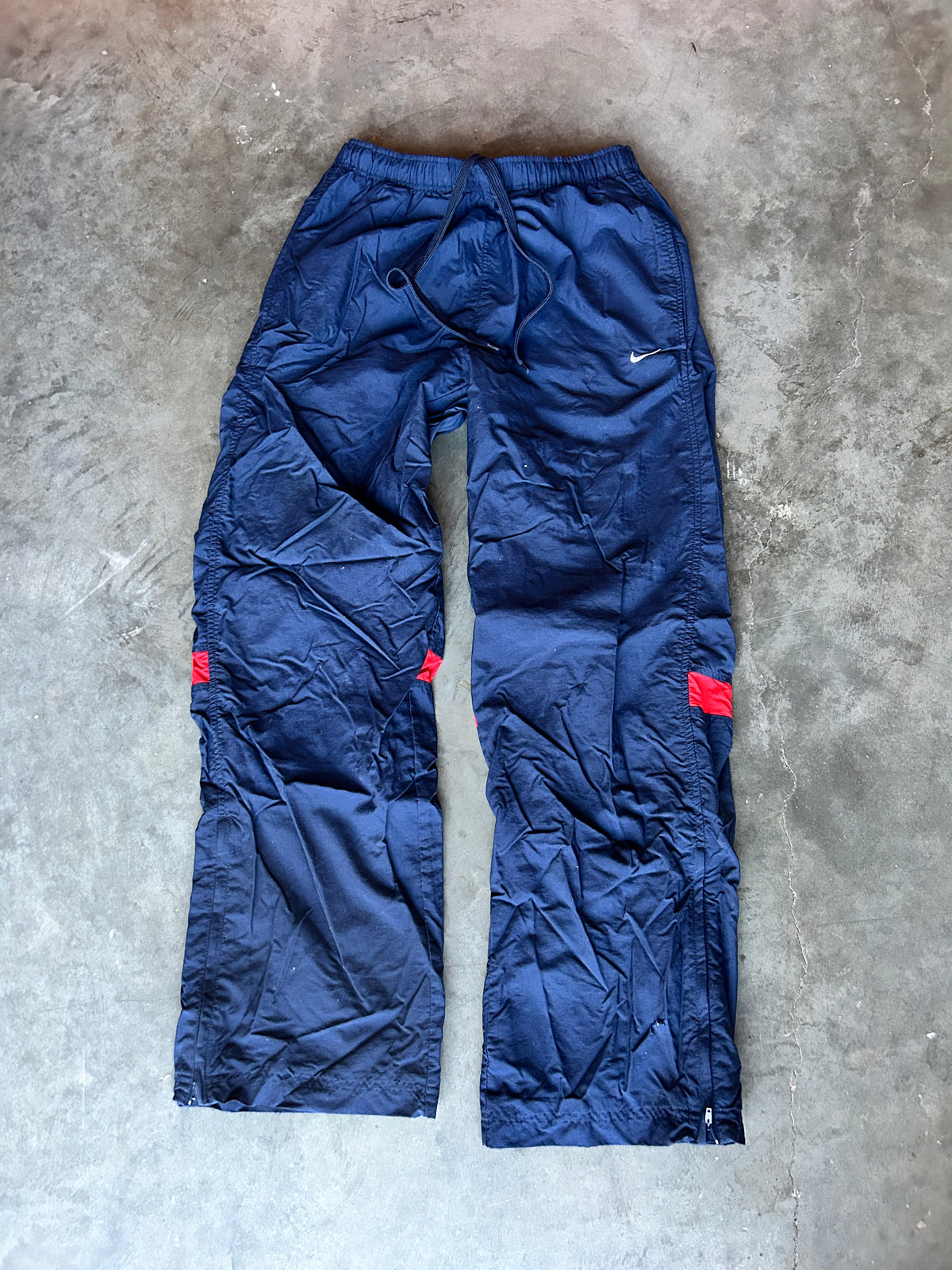 Y2K Nike Knee Stripe Navy Blue Track Pants (L)