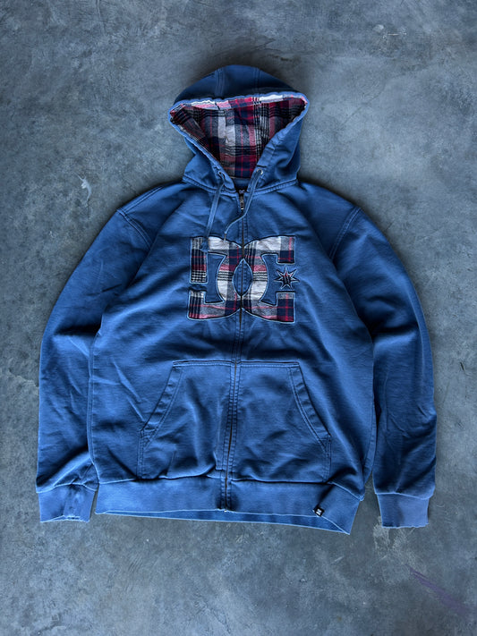 Y2K DC Plaid Design Zip Hoodie (L)