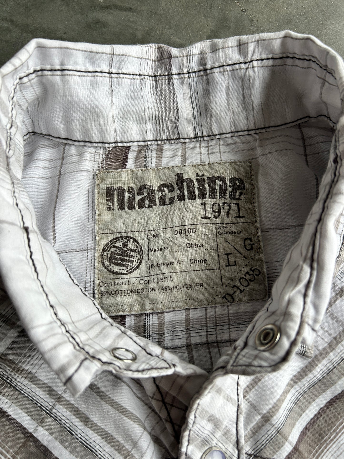 White Y2K Machine Snap Button Up (L)