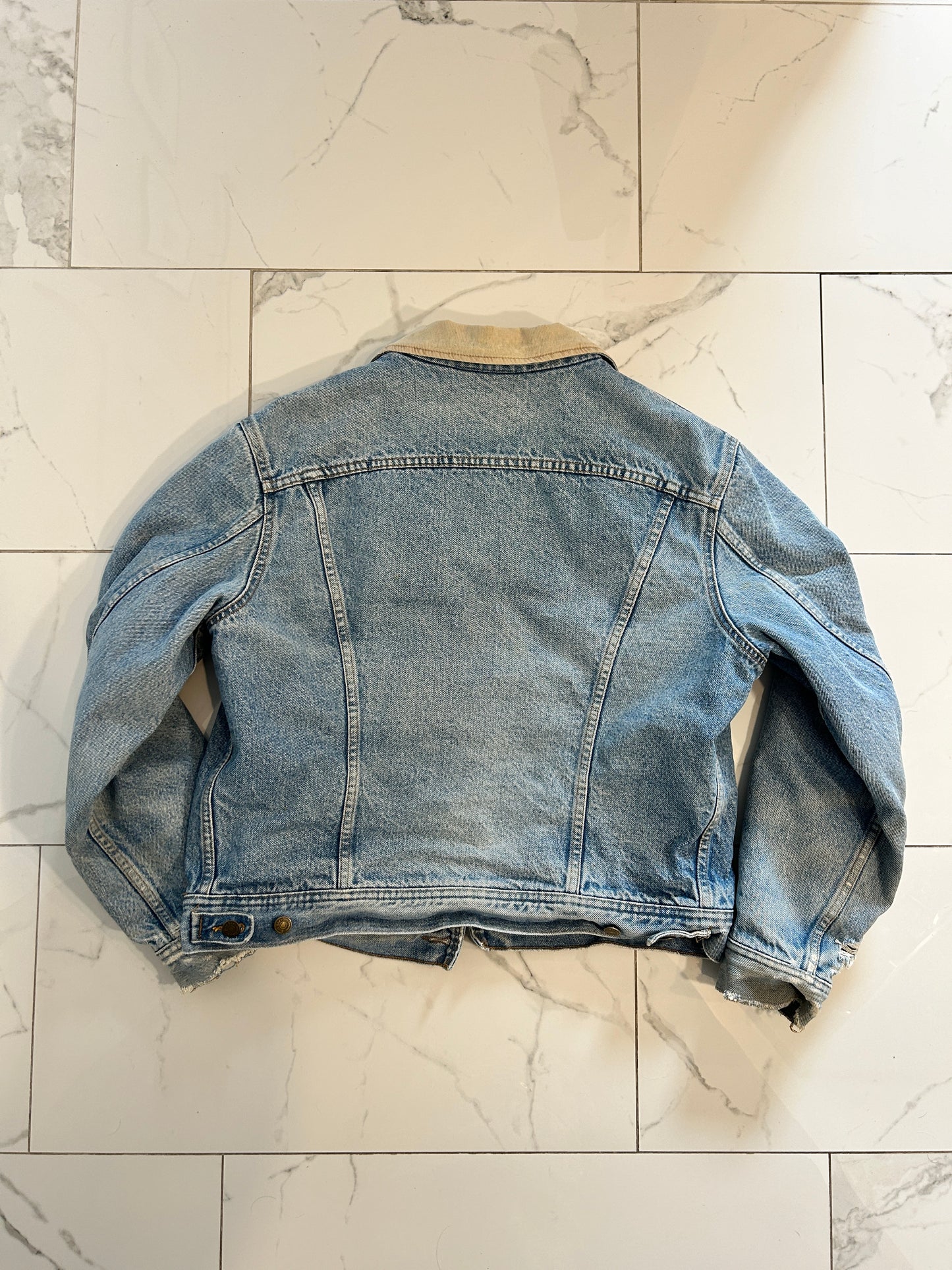 Vintage Blue Bay Jean Blanket Lined Denim Jacket (M)