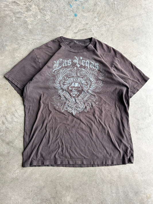Y2K Black Las Vegas Sin City Skull Tee (XL)