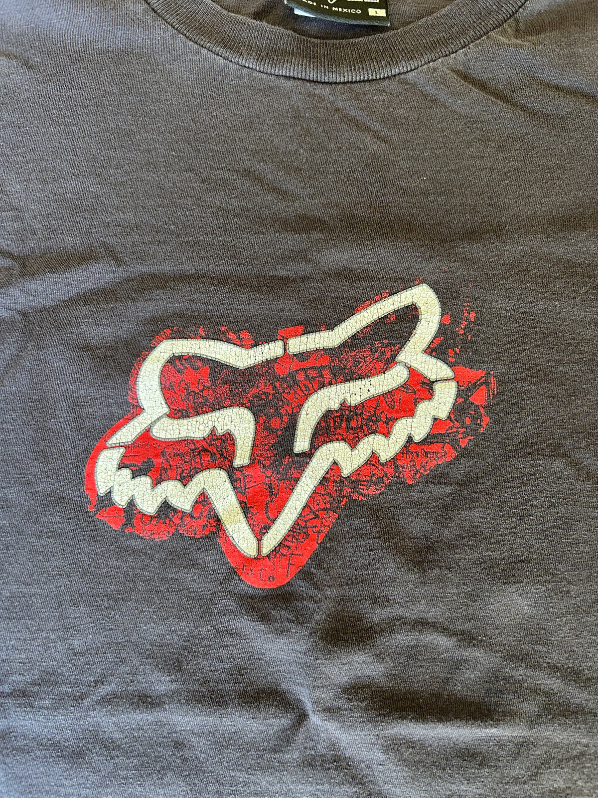 Y2K Fox Racing Red and White Logo Tee (L)