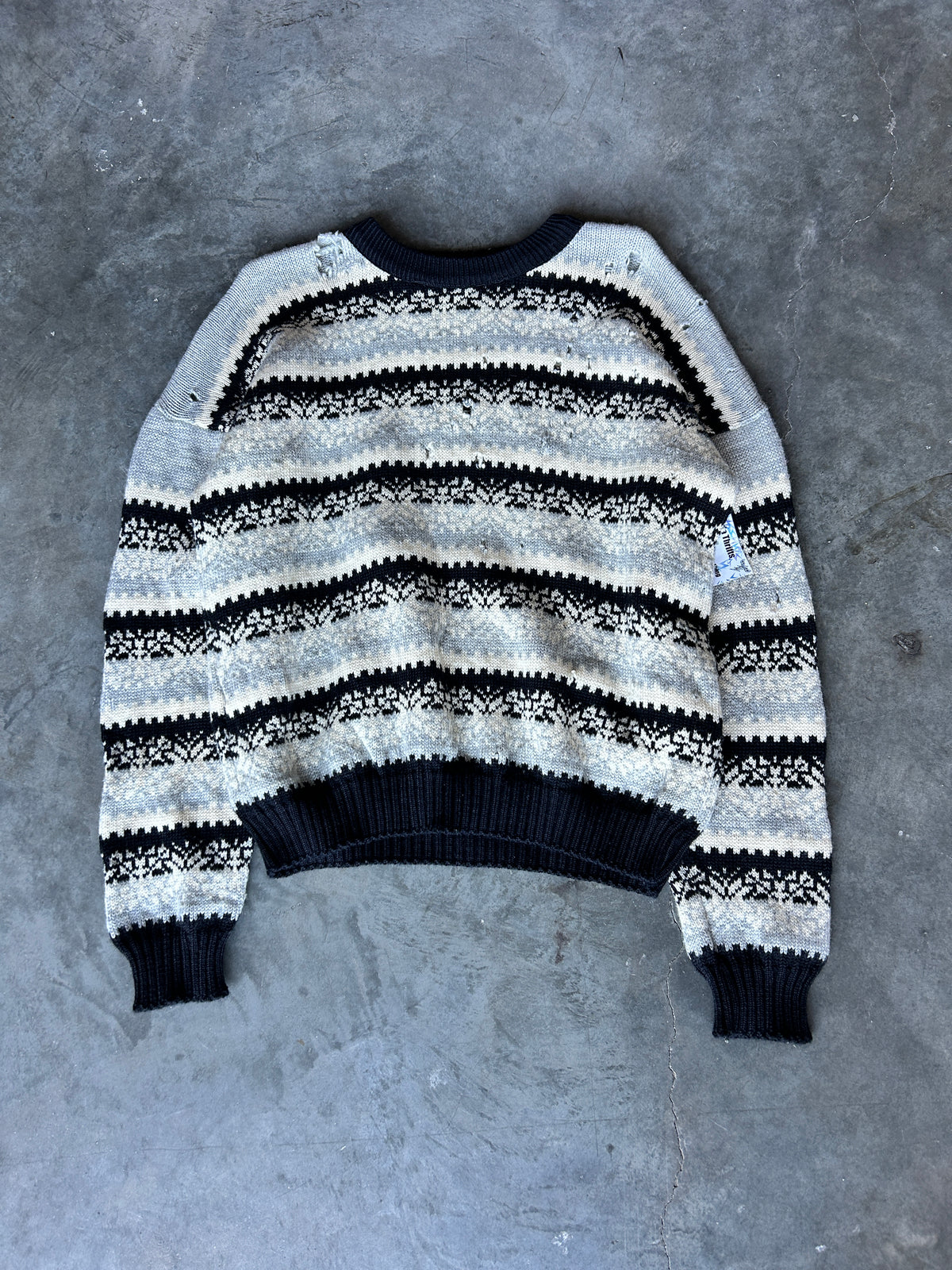 Ricci Virgin Wool Patterned Knit Sweater (XL)