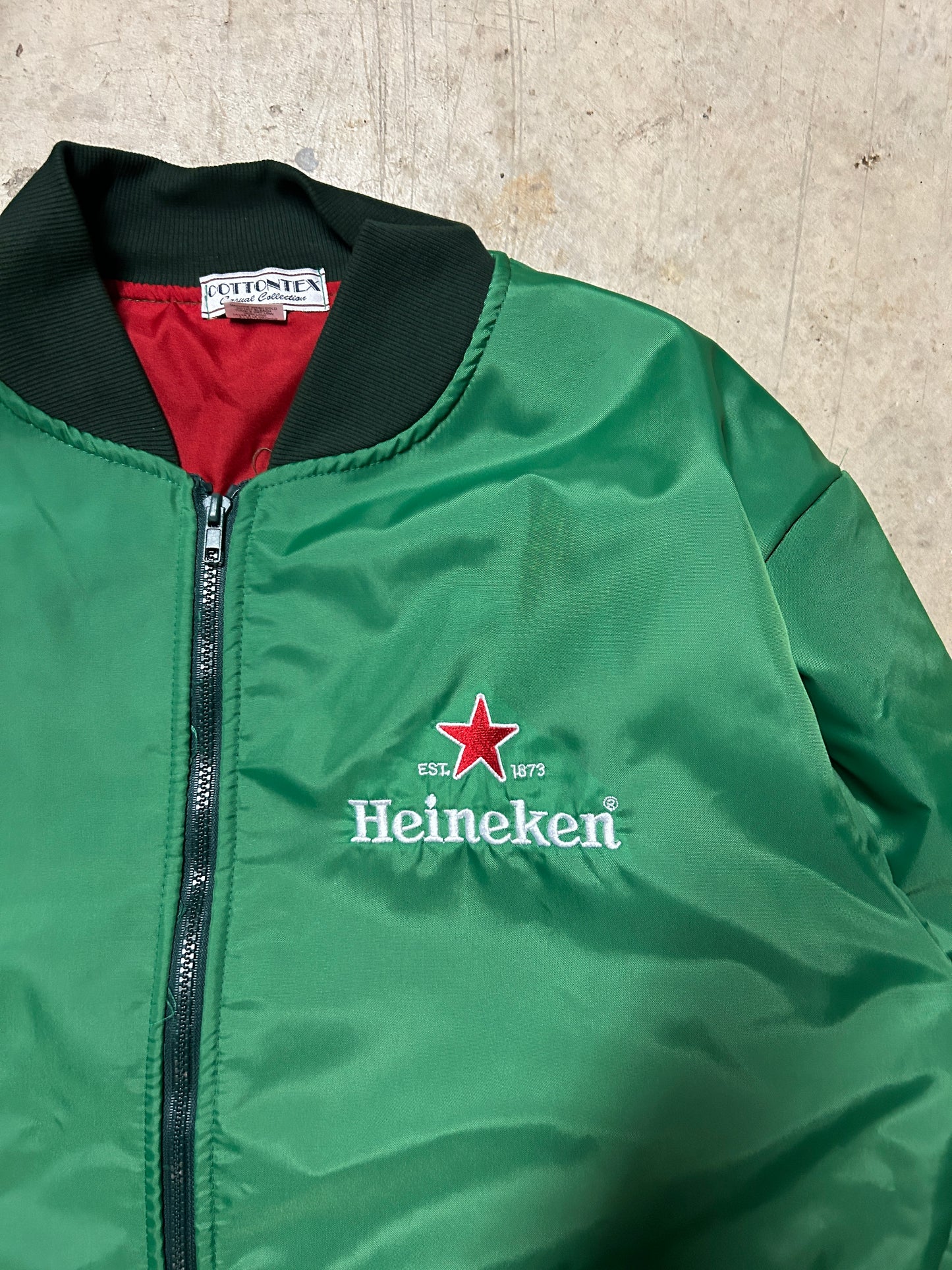 Vintage Red Lined Heineken Jacket (XL)