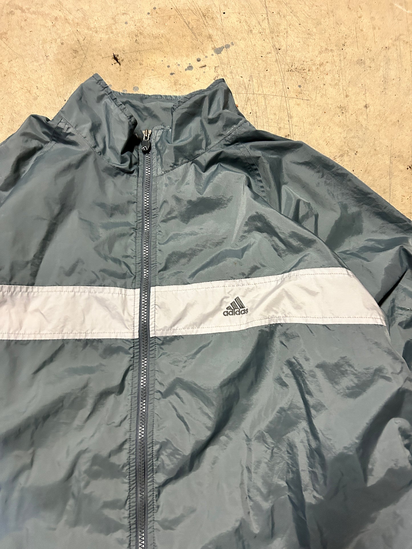 Vintage Grey Adidas Windbreaker (L)