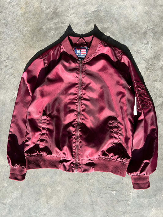 Y2K Phat Farm Burgundy Bomber Jacket (L)