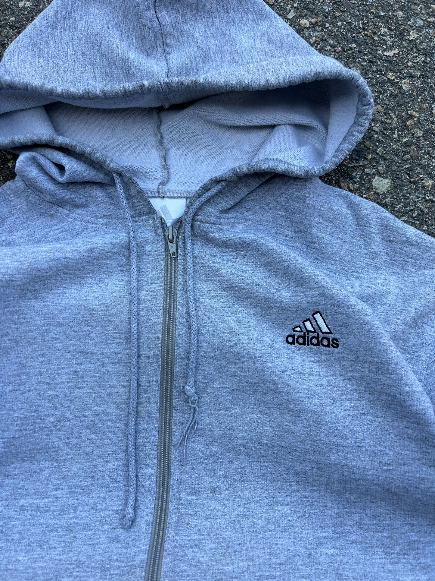 Vintage Grey Adidas Zip Hoodie (L)