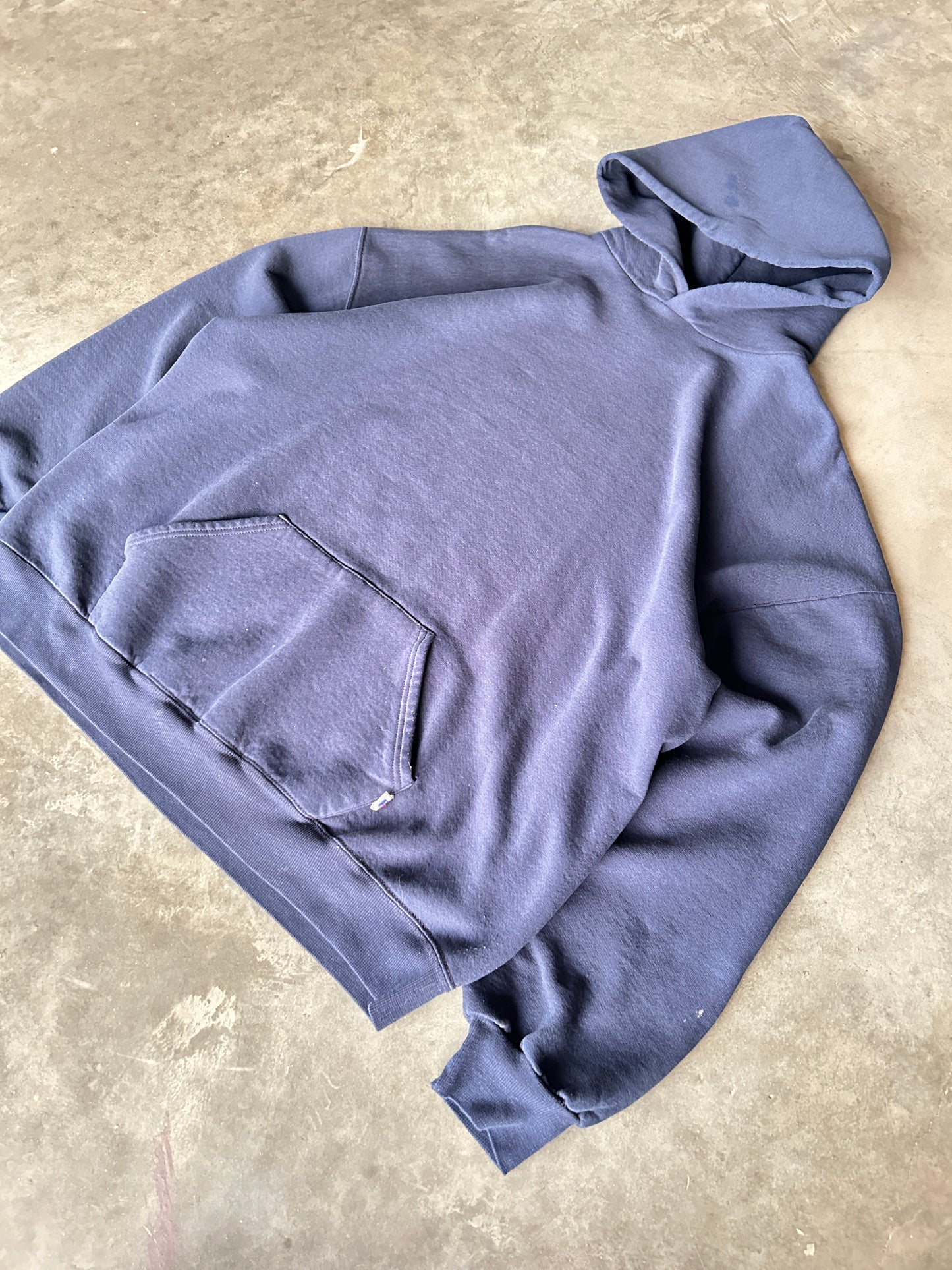 Vintage Russell Athletic Navy Blue Blank Hoodie (XL)