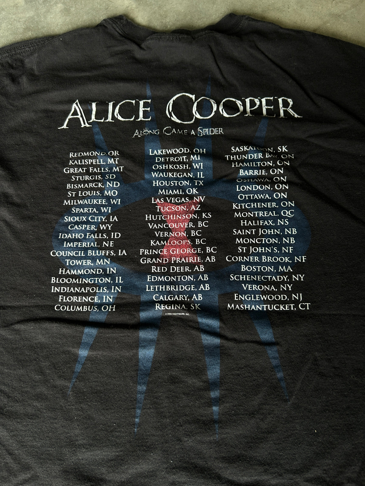 2008 Alice Cooper Along Came a Spider Tour Tee (XL)