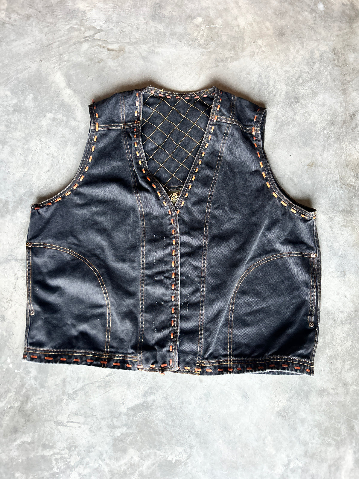 Y2K Getz Leather Weaved Canvas Vest (XL)