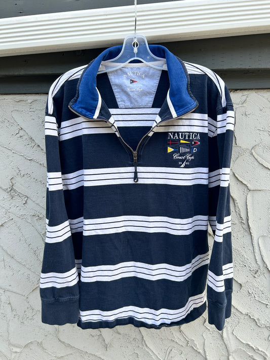 Vintage Striped Nautica Quarter Zip (XL)