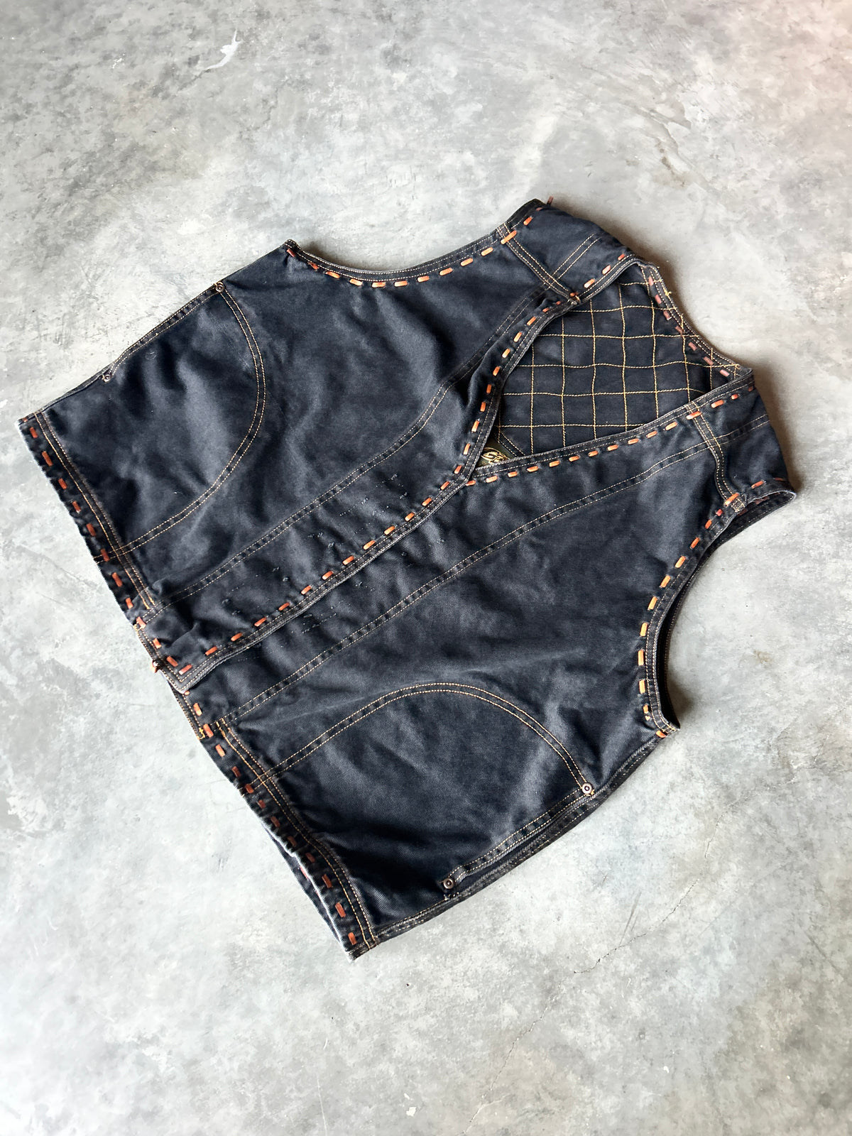 Y2K Getz Leather Weaved Canvas Vest (XL)