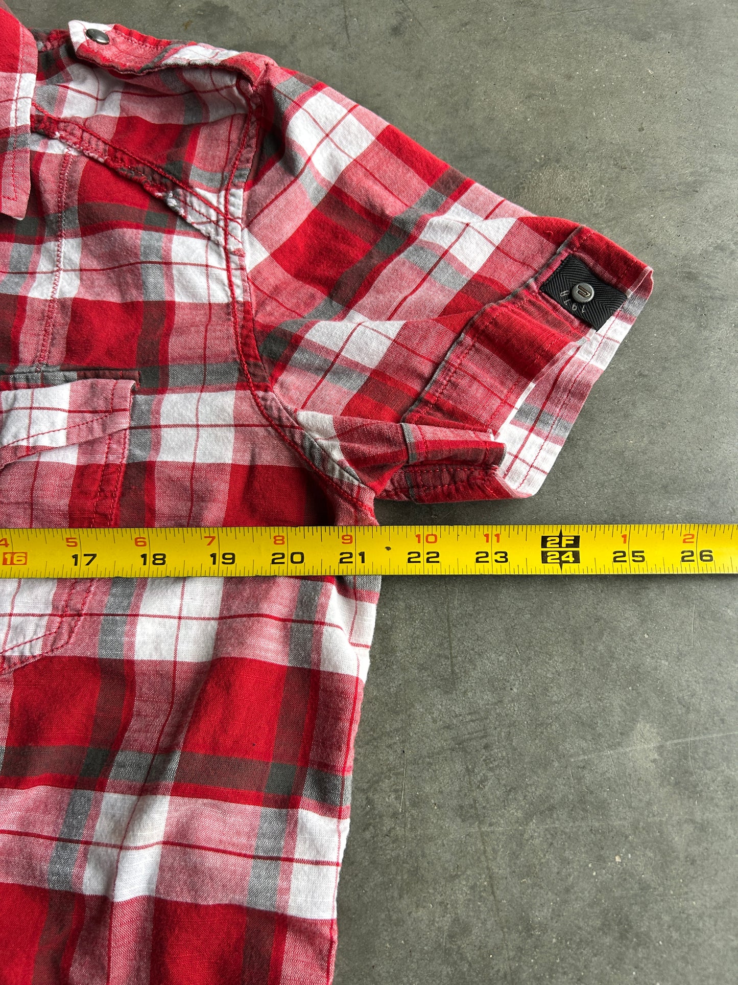 Y2K Red Plaid Diesel Button Up Shirt (XL)